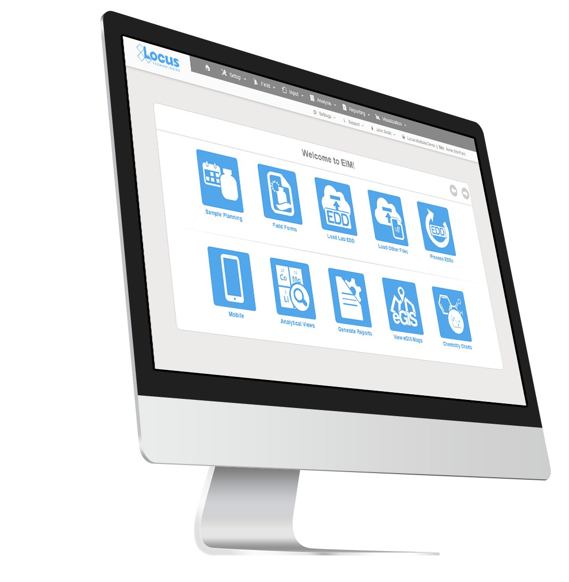 EIM dashboard screenshot on desktop monitor