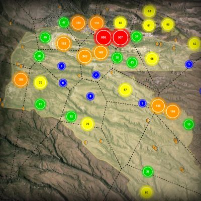 Clustered location symbols on GIS for environmental management