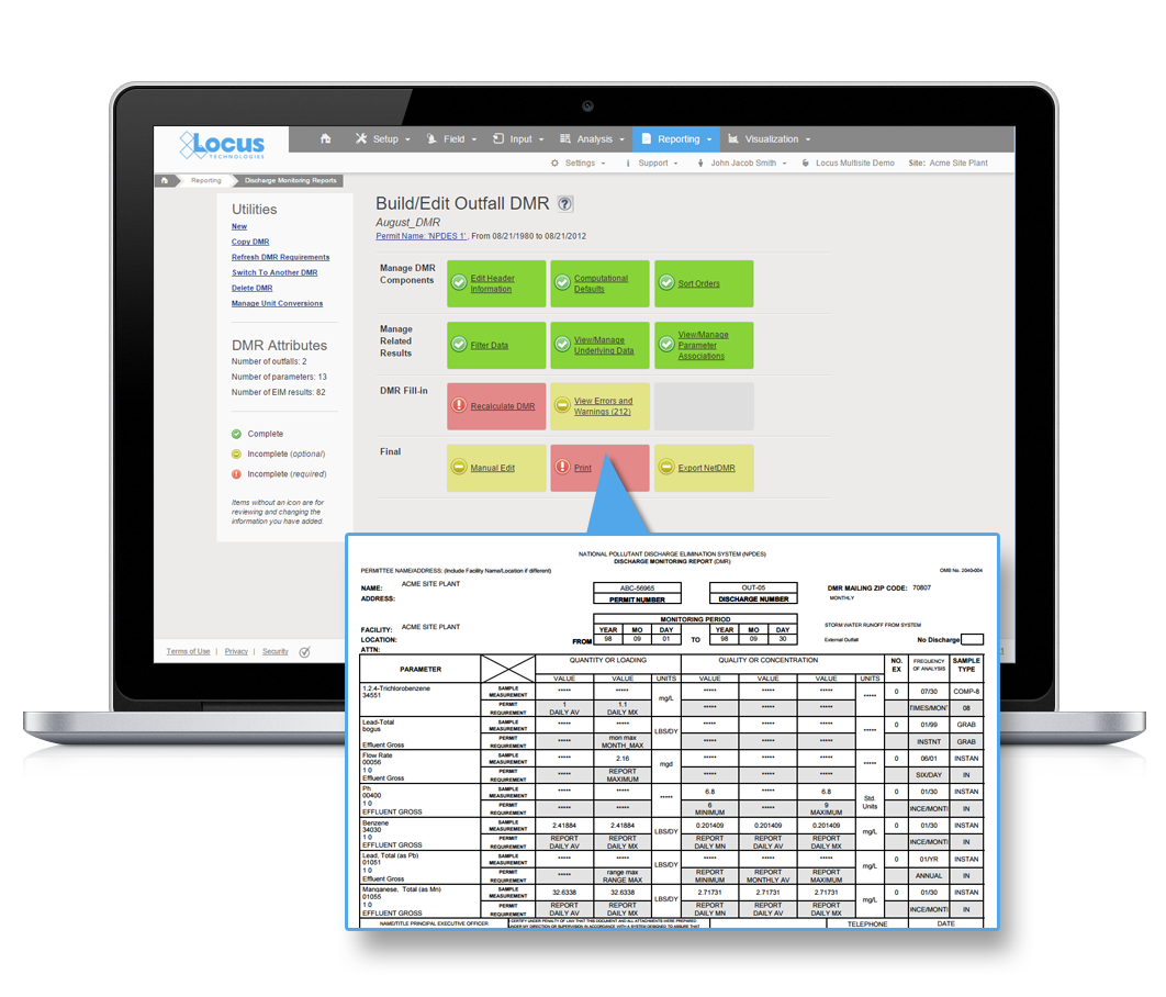 DMR builder and report in EIM