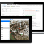 Environmental compliance software screenshot of Locus Platform Air Quality Title V dashboard with iPad for air quality monitoring samples