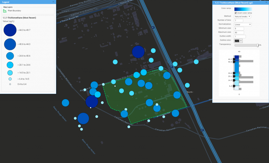 GIS+ screenshot- query layers on night basemap