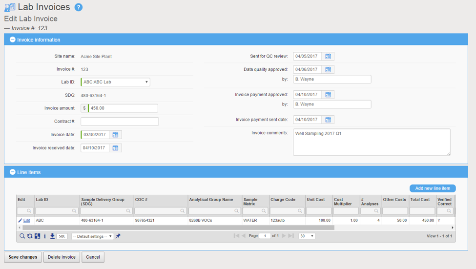 Locus EIM - Lab invoice tracking