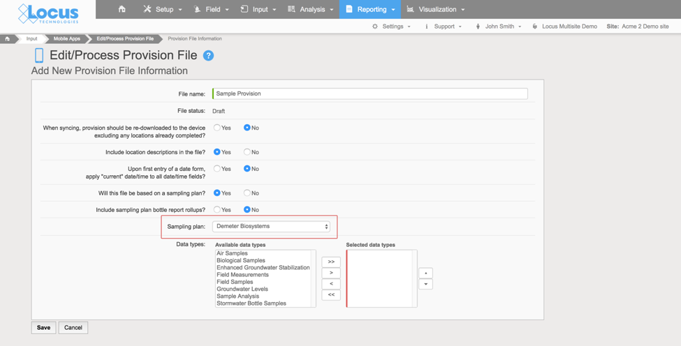 Locus EIM - Mobile sample plan