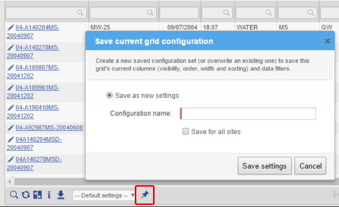 Locus EIM - Save custom grid