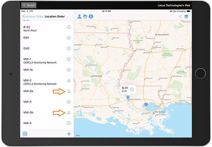 Locus Mobile - Temporary coordinates