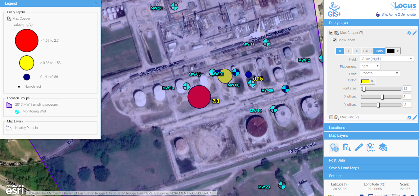 Locus GIS+ label styles