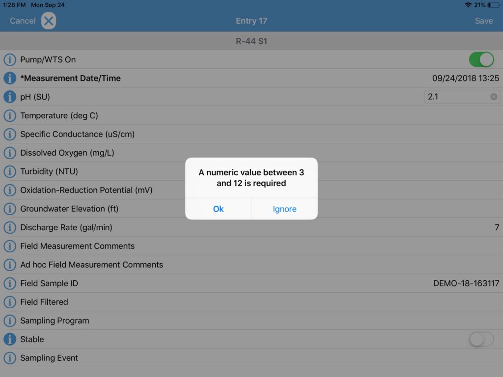 Locus Mobile - range limits