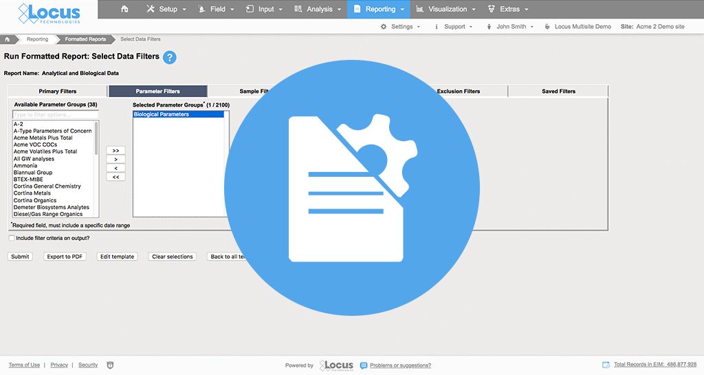 Locus EIM - Formatted Reports