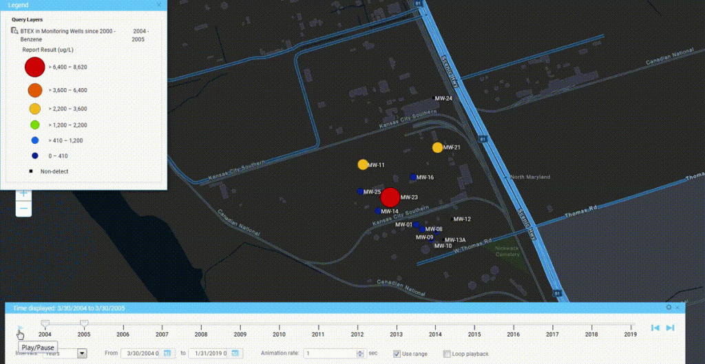 GIS+ time slider in action