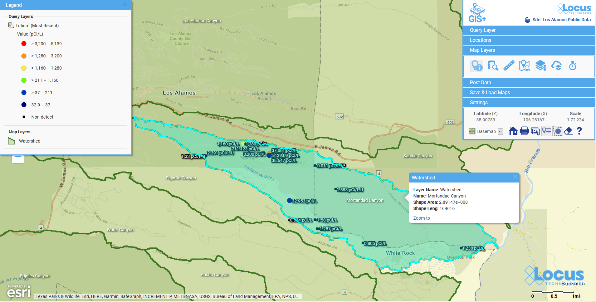 Locus GIS | Wells with tritium